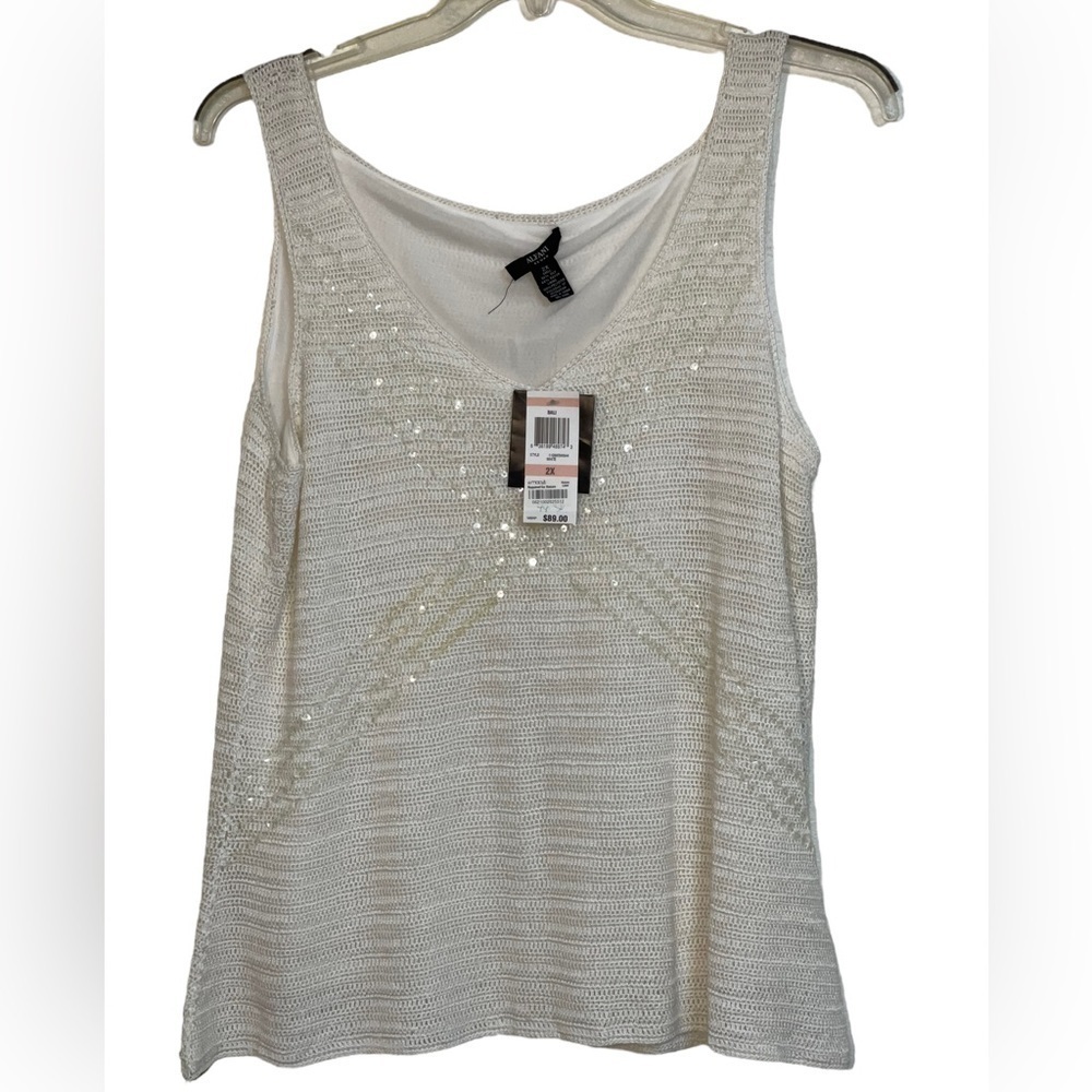 NWT Alfani knit sparkly Bali Silk blend tank top. Size 2X New Old Stock. c2210